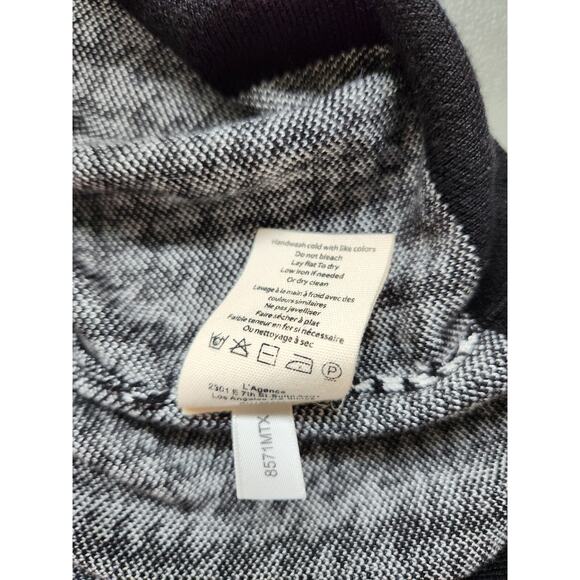 L’AGENCE Adeline Belted Long Cardigan Sz XS duster Black Grey Houndstooth #2G507 - Picture 11 of 12